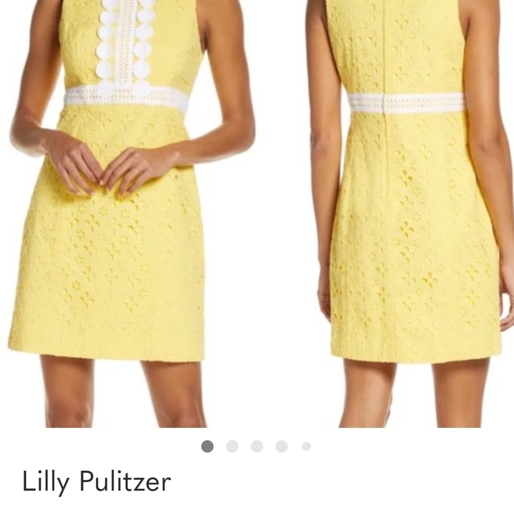 Lilly Pulitzer Yellow Railee Eyelet Shift Dress